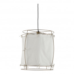 Suspension JADE en tissu blanc et métal doré finition laiton - Petit modèle - H. 65 cm