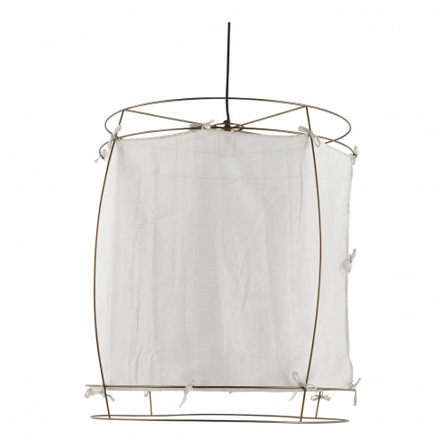Suspension JADE en tissu blanc et métal doré finition laiton - Grand modèle - H. 75 cm