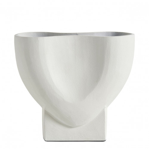 CÉLESTE white metal vase - Small model - H. 21 cm