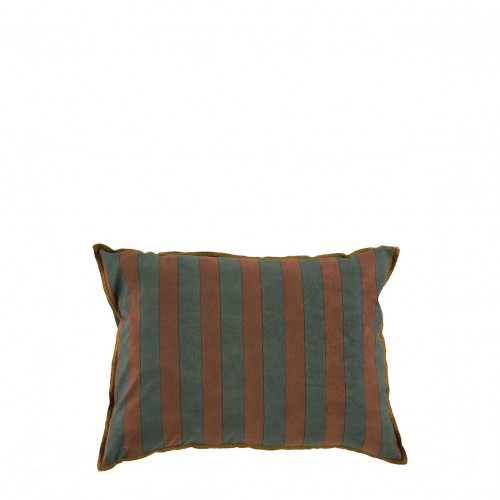 Housse de coussin BAYADÈRE en coton - Bleu pétrole et terracotta - 40 x 30 cm