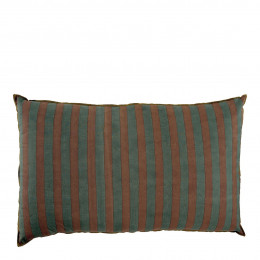 Housse de coussin BAYADÈRE en coton - Bleu pétrole et terracotta - 80 x 50 cm