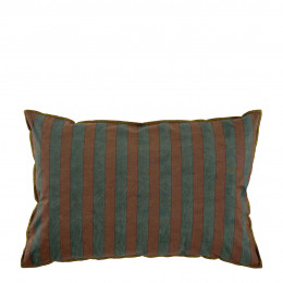 Housse de coussin BAYADÈRE en coton - Bleu pétrole et terracotta - 60 x 40 cm