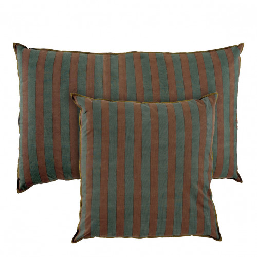Housse de coussin BAYADÈRE en coton - Bleu pétrole et terracotta - 50 x 50 cm