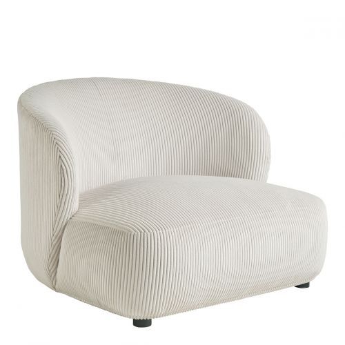 Fauteuil LISETTE large en velours côtelé - Crème