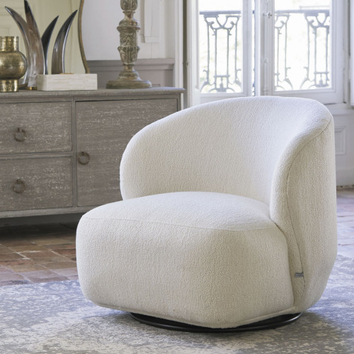 LISETTE Swivel Armchair in Bouclé - Cream