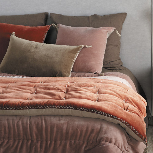 MATTÉO Futon in cotton velvet and linen - 180 x 80 cm - Burnt orange