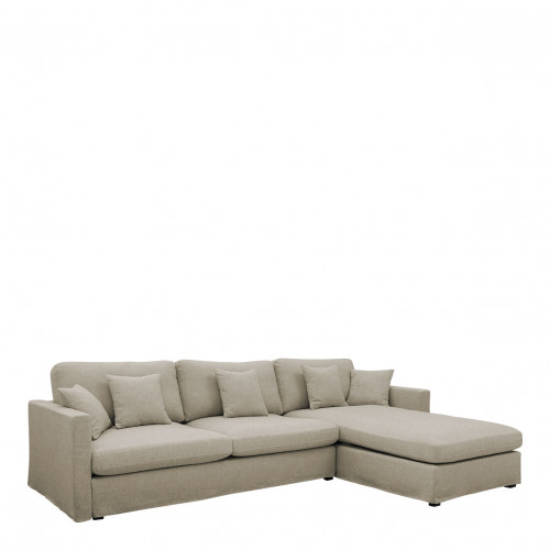 ANGIE Reversible chaise lounge sofa in linen - Beige