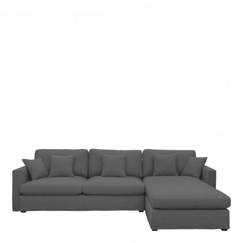 ANGIE reversible chaise sofa in linen - Dark gray