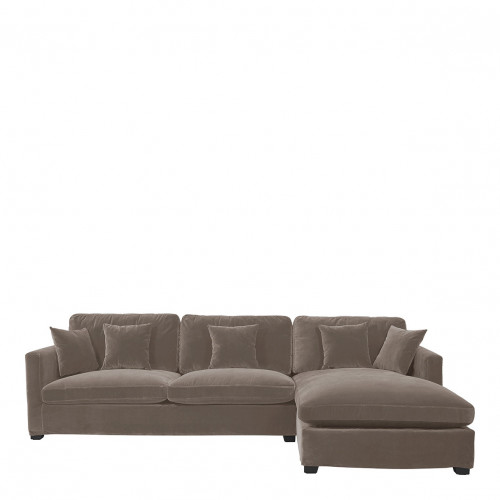 ANGIE Reversible Chaise Sofa in Velvet - Taupe