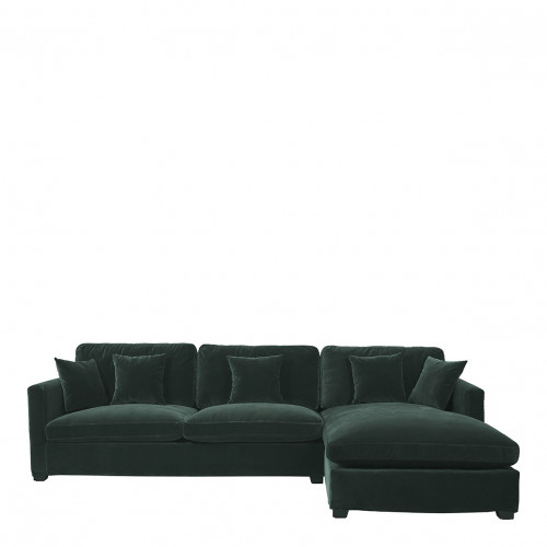 ANGIE Reversible Chaise Sofa in Velvet - Forest Green
