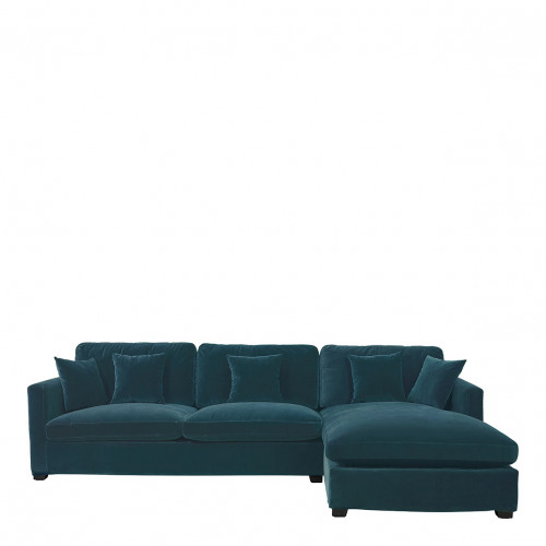 ANGIE reversible chaise sofa in velvet - Peacock blue