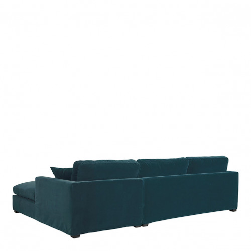 ANGIE reversible chaise sofa in velvet - Peacock blue