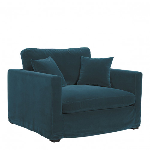 Fauteuil ANGIE en velours - Bleu paon Fauteuil ANGIE en velours - Bleu paon