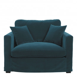 Fauteuil ANGIE en velours - Bleu paon