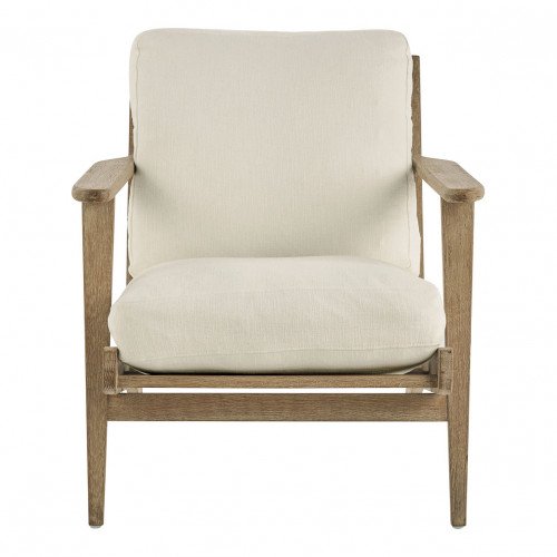 Fauteuil JULES en coton et lin - Écru
