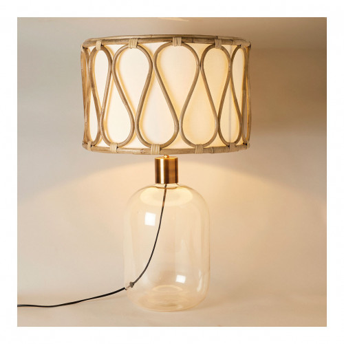 Cylinder Lampshade in Rattan and Cotton - ø 40.5 x 30.5 cm