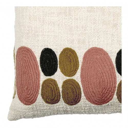 GALETS Cushion Cover in Embroidered Polycotton - Pink and Curry - 40 x 30 cm