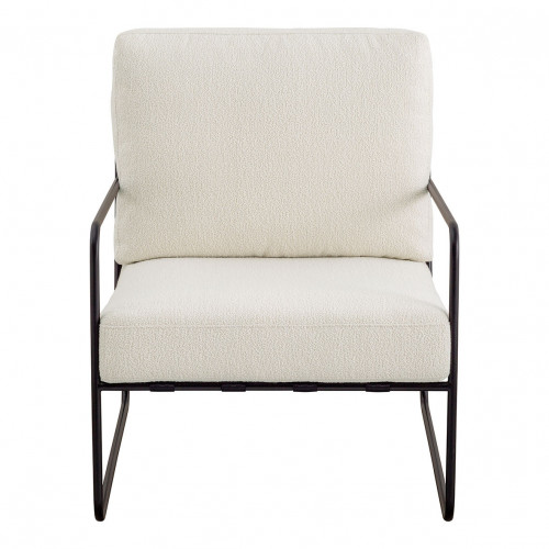 GASPARD Armchair in Bouclé and Metal - Cream
