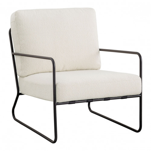 Fauteuil GASPARD en bouclette et métal - Crème