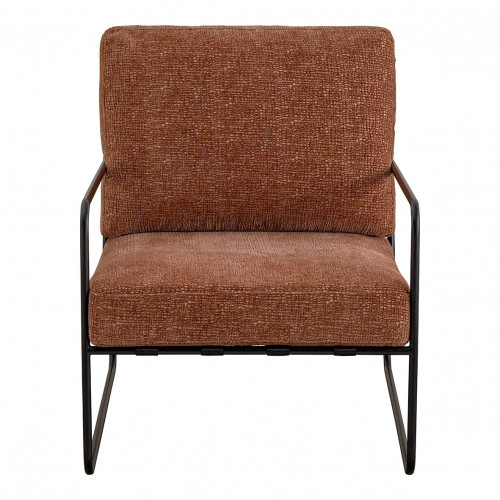 GASPARD Armchair in Jacquard Velvet Fabric and Metal - Rosewood