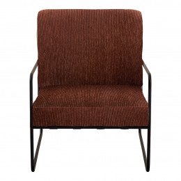 Fauteuil GASPARD en velours côtelé et métal - Rouge brique