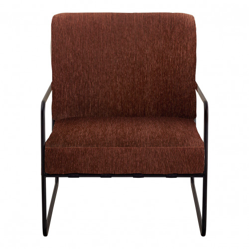 GASPARD Armchair in Corduroy Velvet and Metal - Brick Red