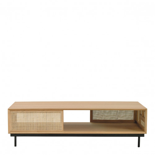 AUGUSTIN Light Oak and Caning Coffee Table