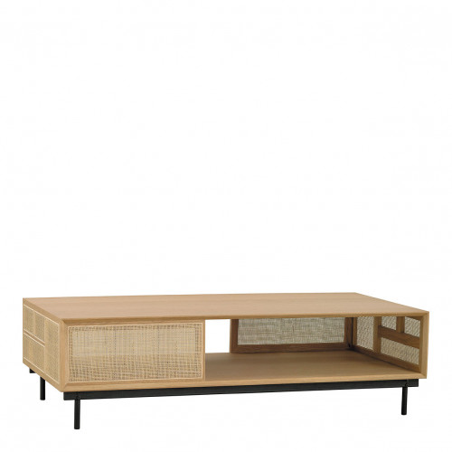 AUGUSTIN Light Oak and Caning Coffee Table