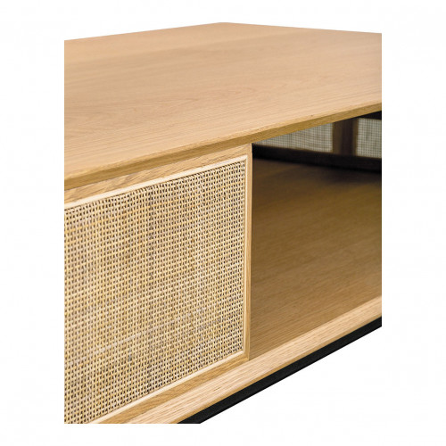 Table basse AUGUSTIN en chêne clair et cannage Table basse AUGUSTIN en chêne clair et cannage