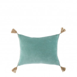 Housse de coussin MATTEO en velours de coton - Bleu aqua - 30 x 40 cm