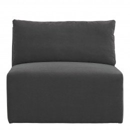 Canapé LOU en velours de coton - Gris foncé - Module central - L. 91.5 cm