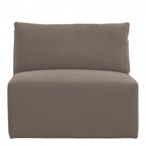 Canapé LOU en velours de coton - Taupe - Module central - L. 91.5 cm