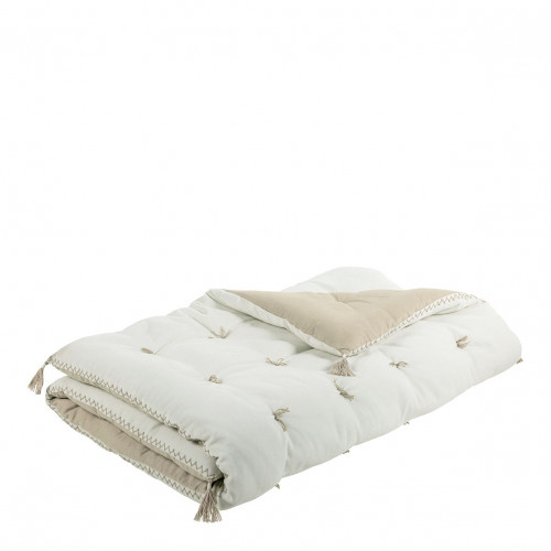 MATTÉO Futon in cotton velvet and linen - 180 x 80 cm - White