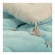 Futon MATTÉO en velours de coton et lin - 180 x 80 cm - Bleu aqua