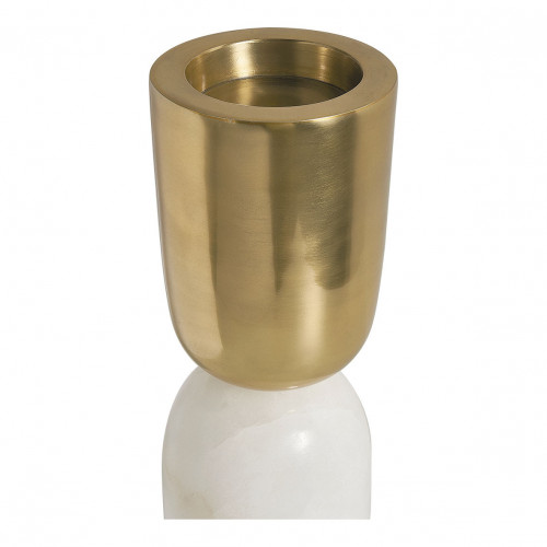 NOVA Candle holder in marble and gold metal - Large size - H. 42 cm