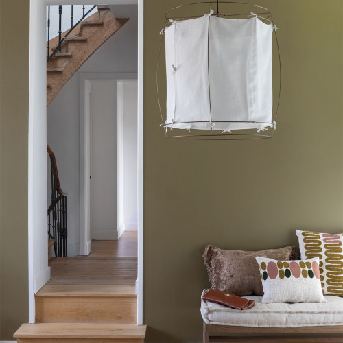 GALETS Cushion Cover in Embroidered Polycotton - Pink and Curry - 60 x 40 cm