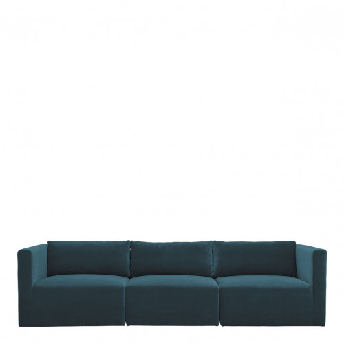 LOU Sofa in cotton velvet - Peacock blue - Central module - W. 91.5 cm