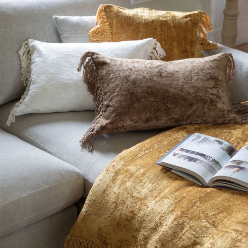 Housse de coussin PAULA en velours irisé - Taupe - 60 x 40 cm