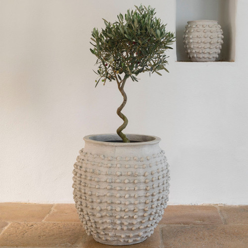 CLÉIA Planter in Light Gray Cement - Large Size - 51.5 x 51.5 x 51.5 cm