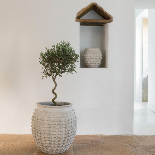 CLÉIA Planter in Light Gray Cement - Large Size - 51.5 x 51.5 x 51.5 cm