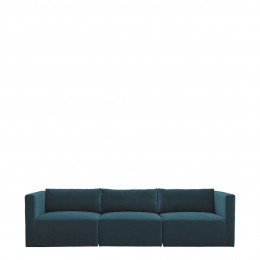 LOU Sofa in Cotton Velvet - 3 Modules - L. 297 cm - Peacock Blue