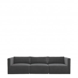 Canapé LOU en velours de coton - 3 modules - L. 297 cm - Gris foncé