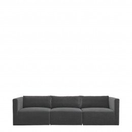 Canapé LOU en velours de coton - 3 modules - L. 297 cm - Gris foncé