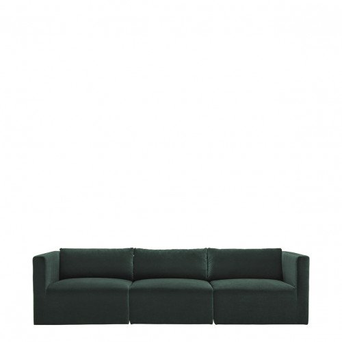 Canapé LOU en velours de coton - 3 modules - L. 297 cm - Vert forêt