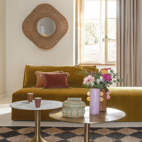 LOU Sofa in Velvet - Saffron - Central Module - L. 130 cm