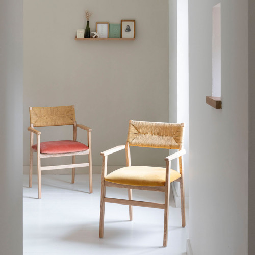 PALOMA Paper Cord and Velvet Chair - Raspberry