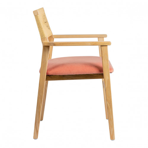 Chaise PALOMA en corde de papier et velours - Framboise Chaise PALOMA en corde de papier et velours - Framboise