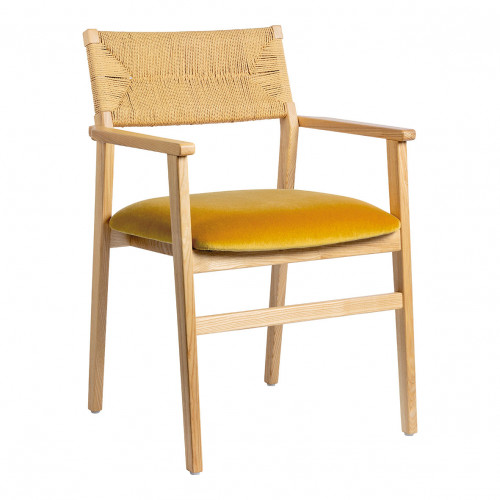 PALOMA Chair in Paper Cord and Velvet - Saffron