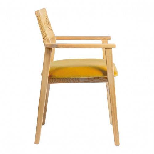 PALOMA Chair in Paper Cord and Velvet - Saffron