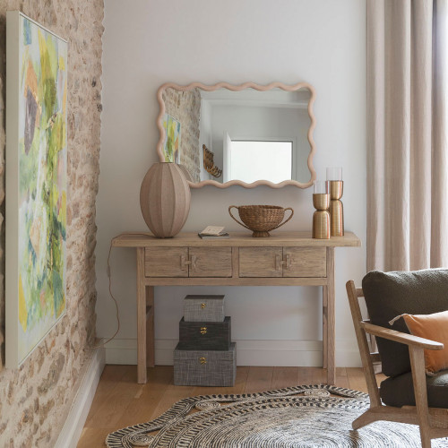 BAO Console with 2 Drawers in Recycled Elm - Natural